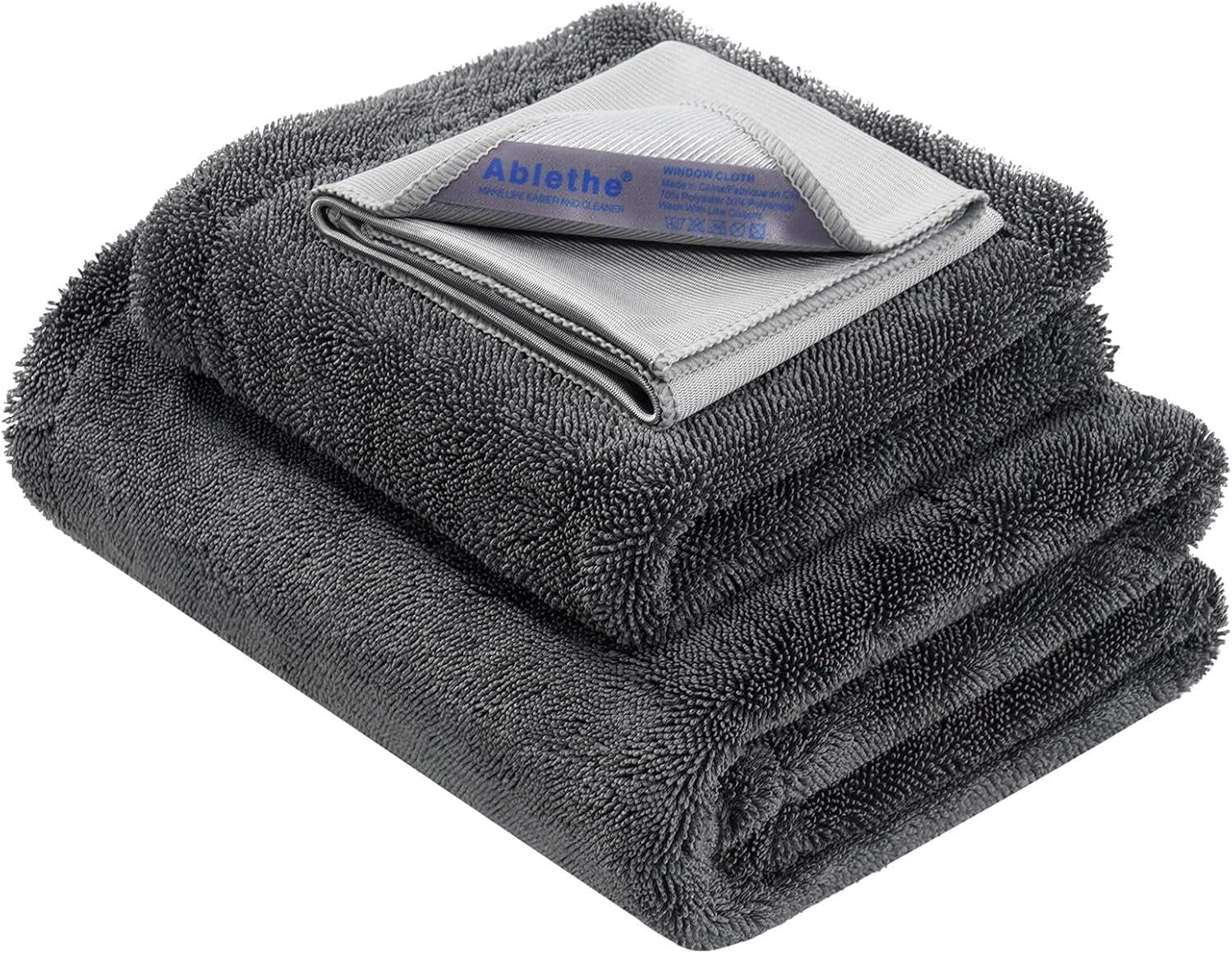Car Drying Towels Extra Large Super Absorbent 1300Gsm with Plush Edgeless, Microfiber Drying Towels for Cars, Trucks, Suvs, 25In X 36In (Grey)